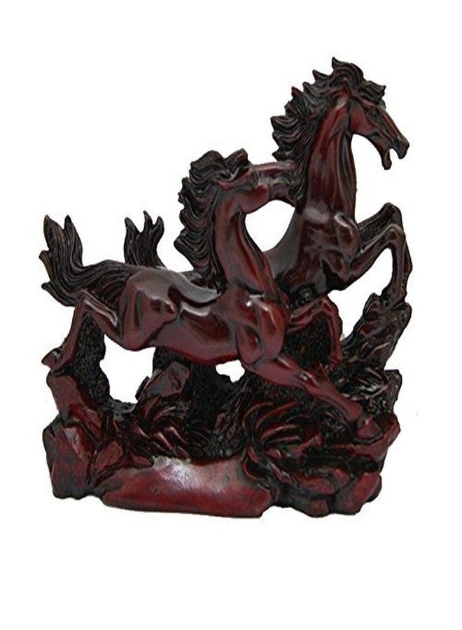 GJ Polyresin Feng Shui Two Running Horses Showpiece Red Color - Image 1
